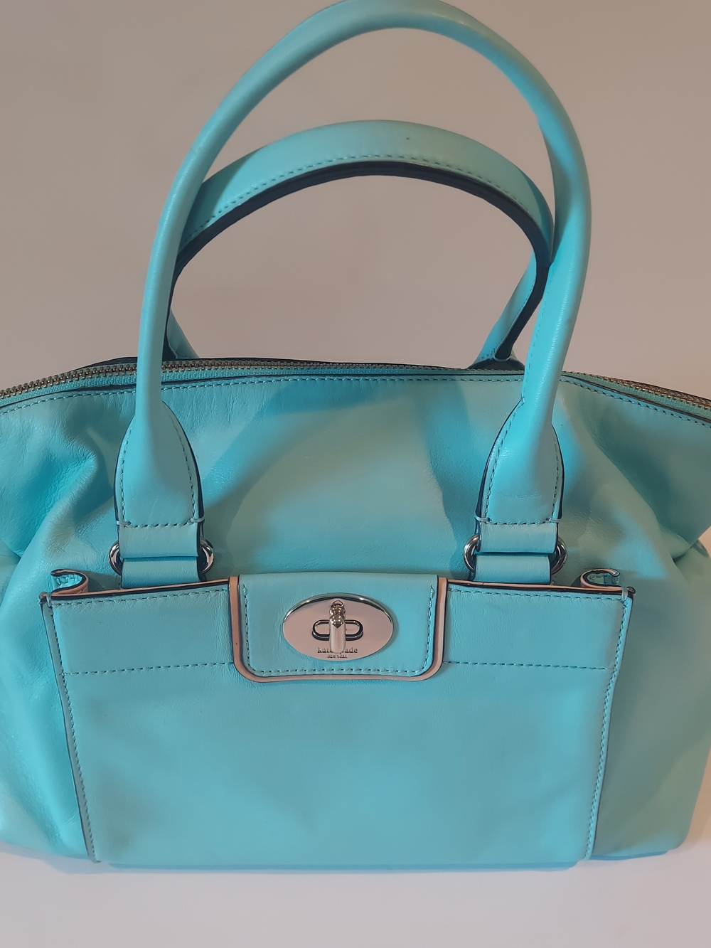 EUC Kate Spade NY Aqua Hampton Road Janie Aqua Leather Satchel
